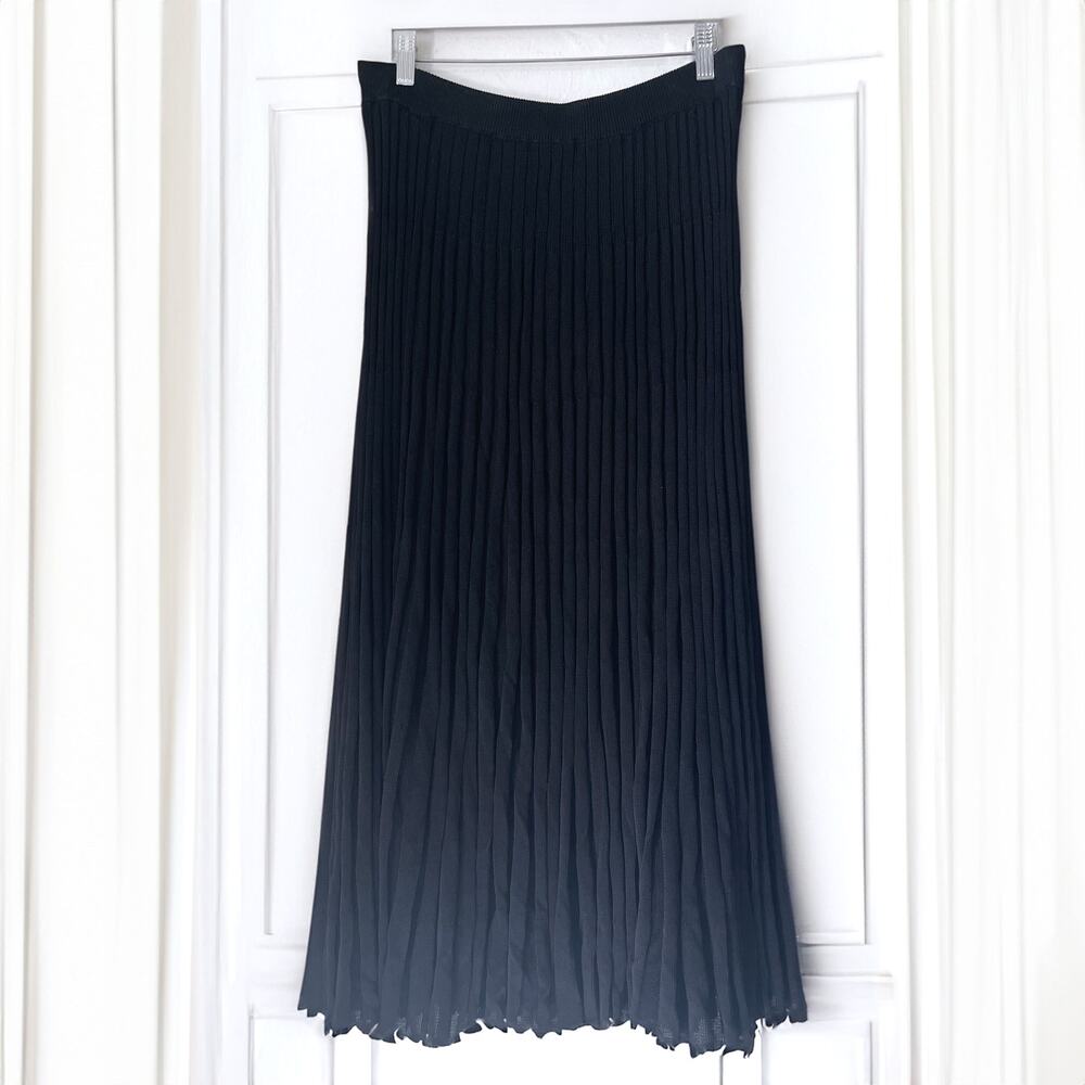 ZIMMERMANN Pleated Knit Midi Skirt in Black Size 3/ US10